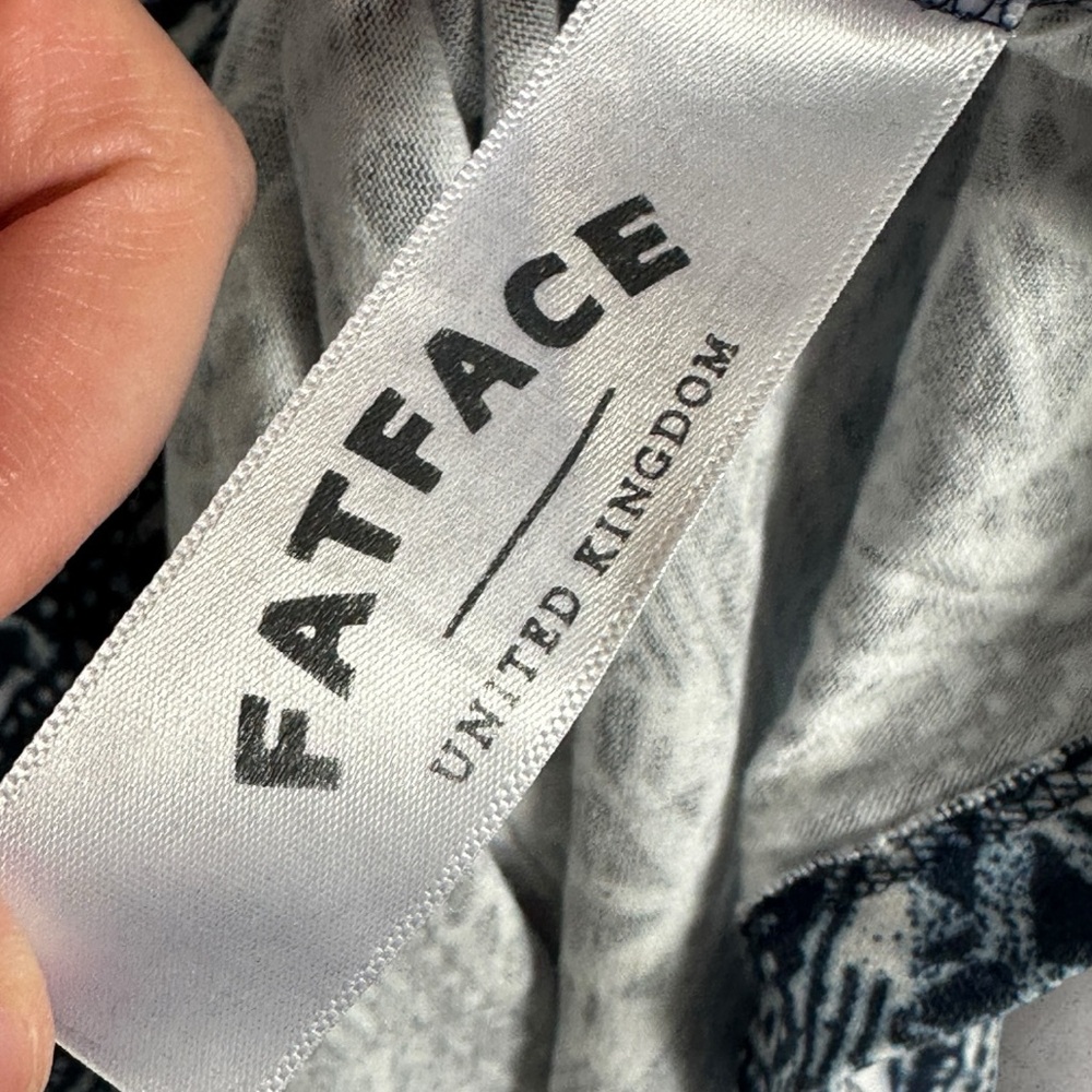 FatFace United Kingdom Blue Printed Short Sleeve Mini‎ Dress Size 6 V-Neck Boho - Picture 8 of 13